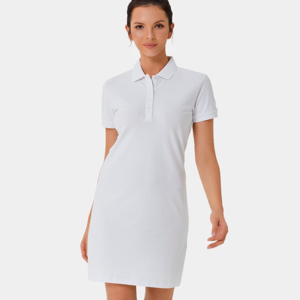Halara Front Button Collared Plain Polo Dress